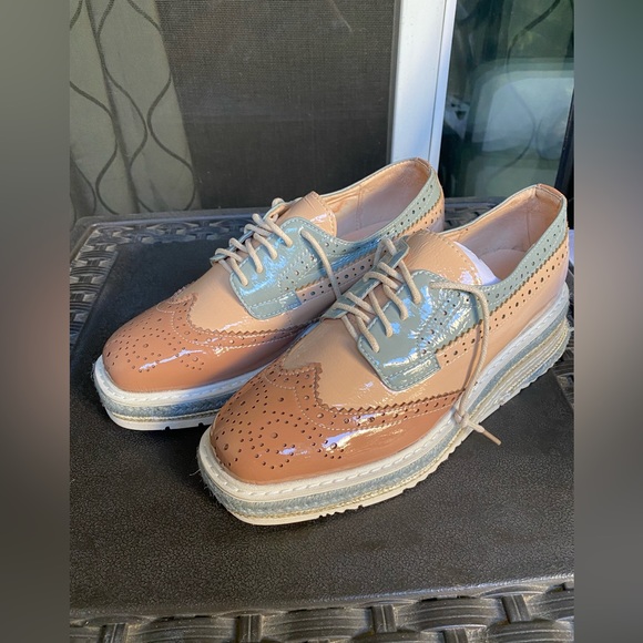 New Women’s leather platform shoe - multi color US7 - Picture 7 of 8